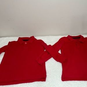 Lot of two long sleeved, red polo size extra small used, but in good condition